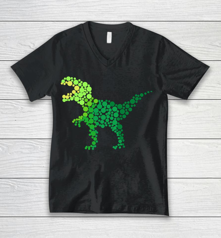 Dot Day Trexs Dinosaur Lover Polka Dot Pattern International Unisex V-Neck T-Shirt