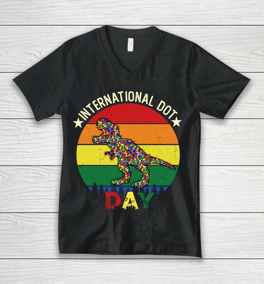 Dot T Rex Dinosaur - International Dot Day Gifts Unisex V-Neck T-Shirt