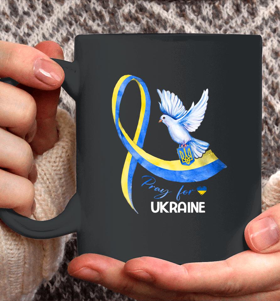 Dove Ukraine Ukrainian Ribbon Pray For Ukraine Free Ukraine Coffee Mug