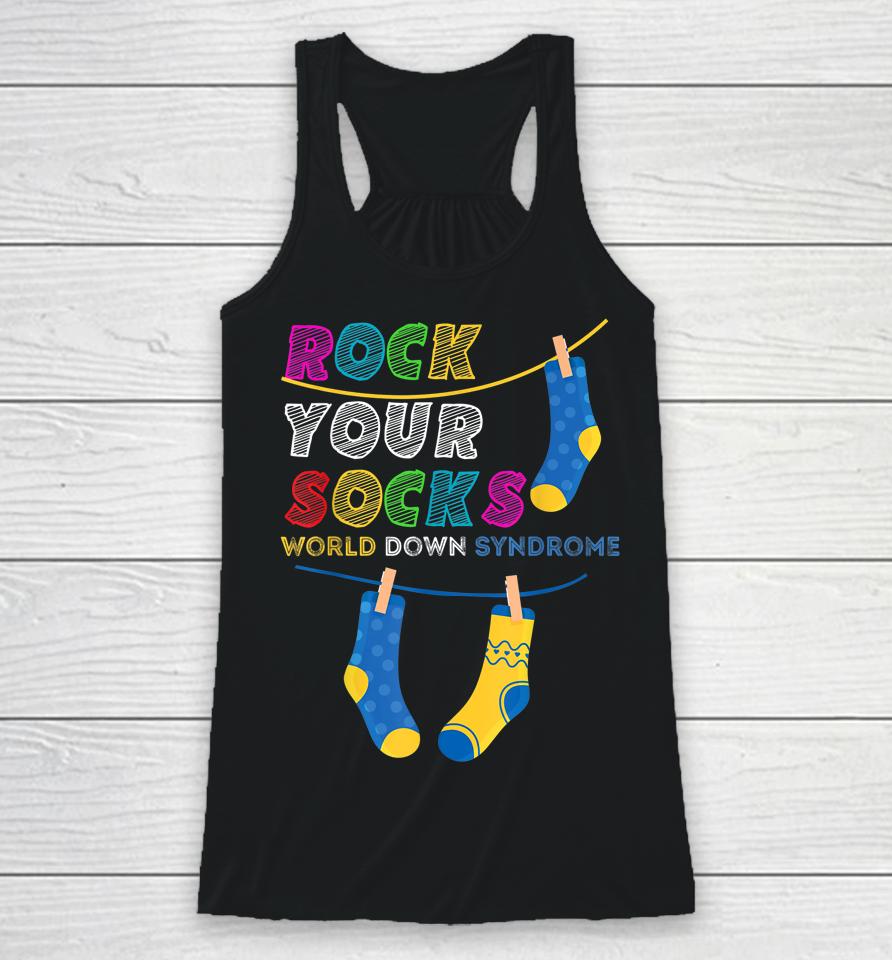 Down Syndrome Awareness Shirt Rock Your Socks Girls Boys Racerback Tank