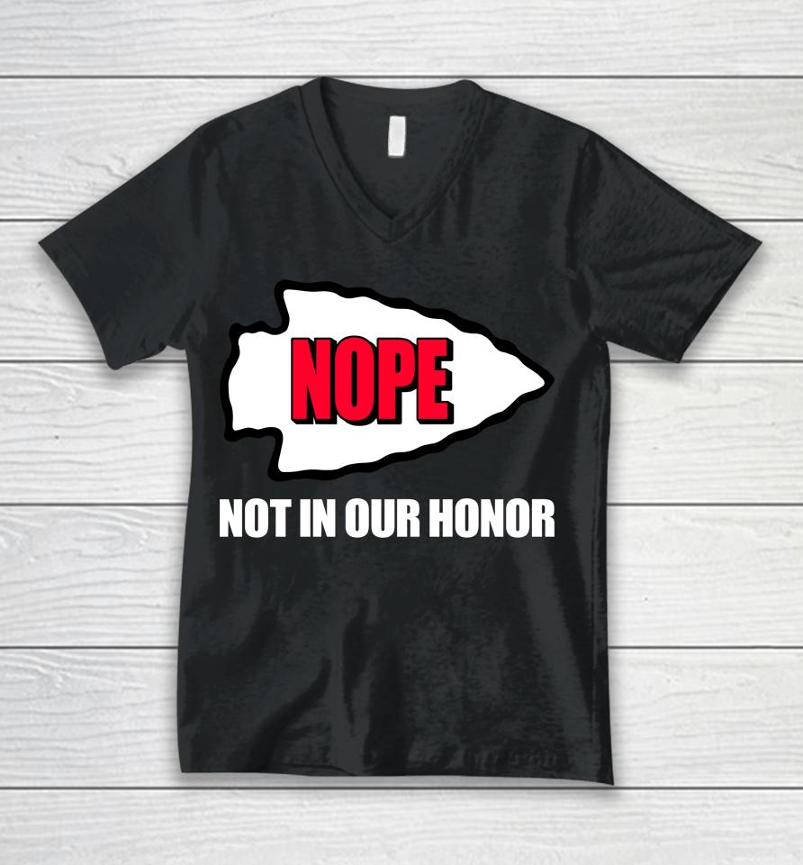 Dr Blackdeer Nope Not In Our Honor  Kansas City Indian Center Unisex V-Neck T-Shirt