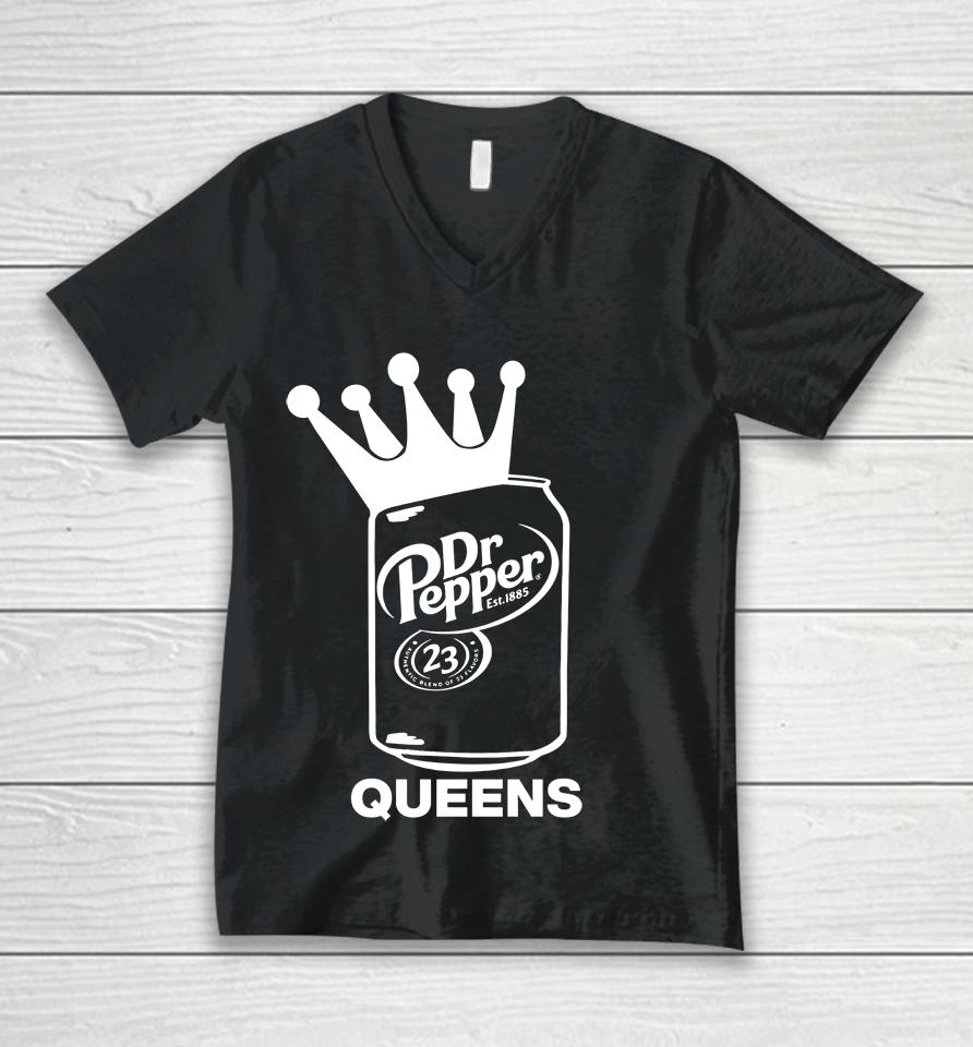 Dr Pepper Authentic Blend Of 23 Flavors Queens Unisex V-Neck T-Shirt