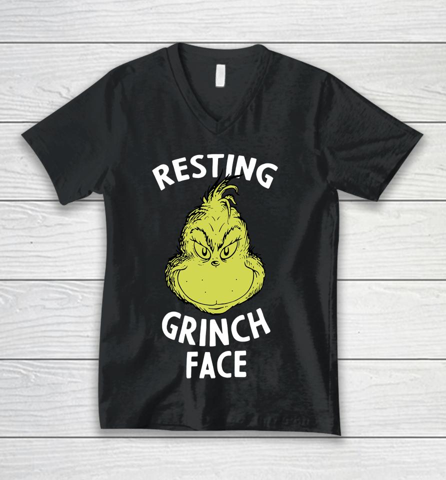 Dr Seuss Resting Grinch Face Unisex V-Neck T-Shirt