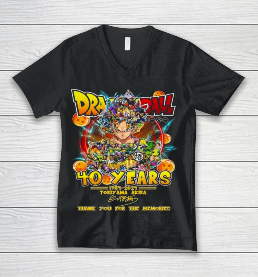 Dragon Ball 40 Years 1984 2024 Toriyama Akira Thank You For The Memories Signature Unisex V-Neck T-Shirt