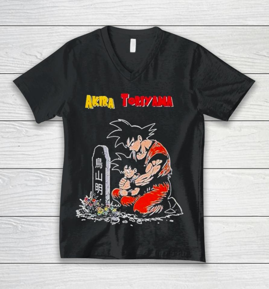 Dragon Ball Goku And Gohan Sting Visiting Akira Toriyama Grave Unisex V-Neck T-Shirt