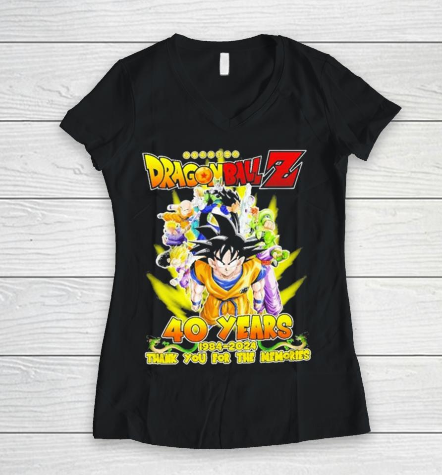 Dragon Ball Z 40 Years 1984 2024 Thank You For The Memories Signature Women V-Neck T-Shirt