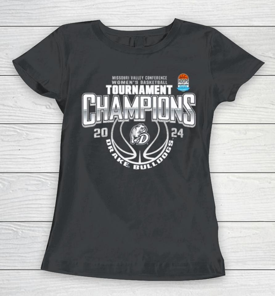 Drake Bulldogs Women’s Basketball 2024 Mvc Conference Tournament Champions Women T-Shirt