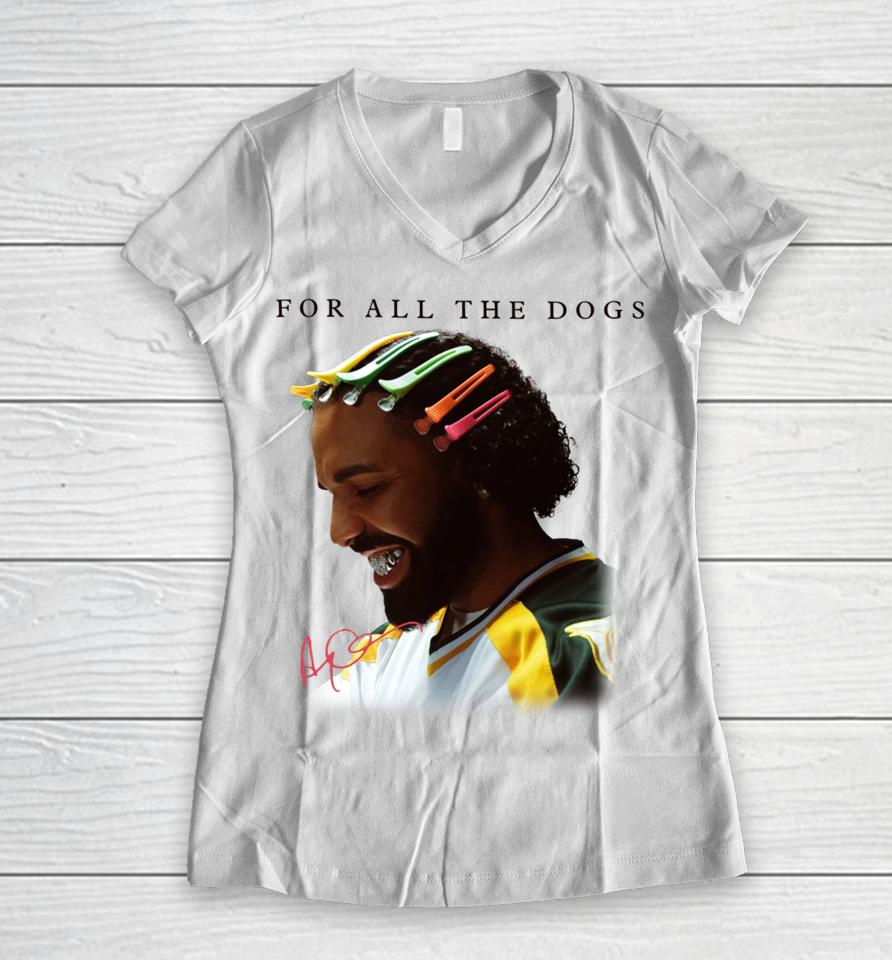 Drake Head For All The Dogs Vintage Women V-Neck T-Shirt