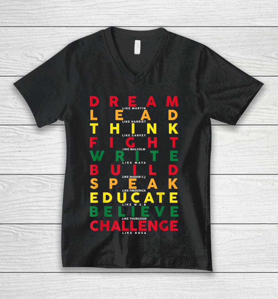 Dream Like Martin American African Black History Pride Unisex V-Neck T-Shirt