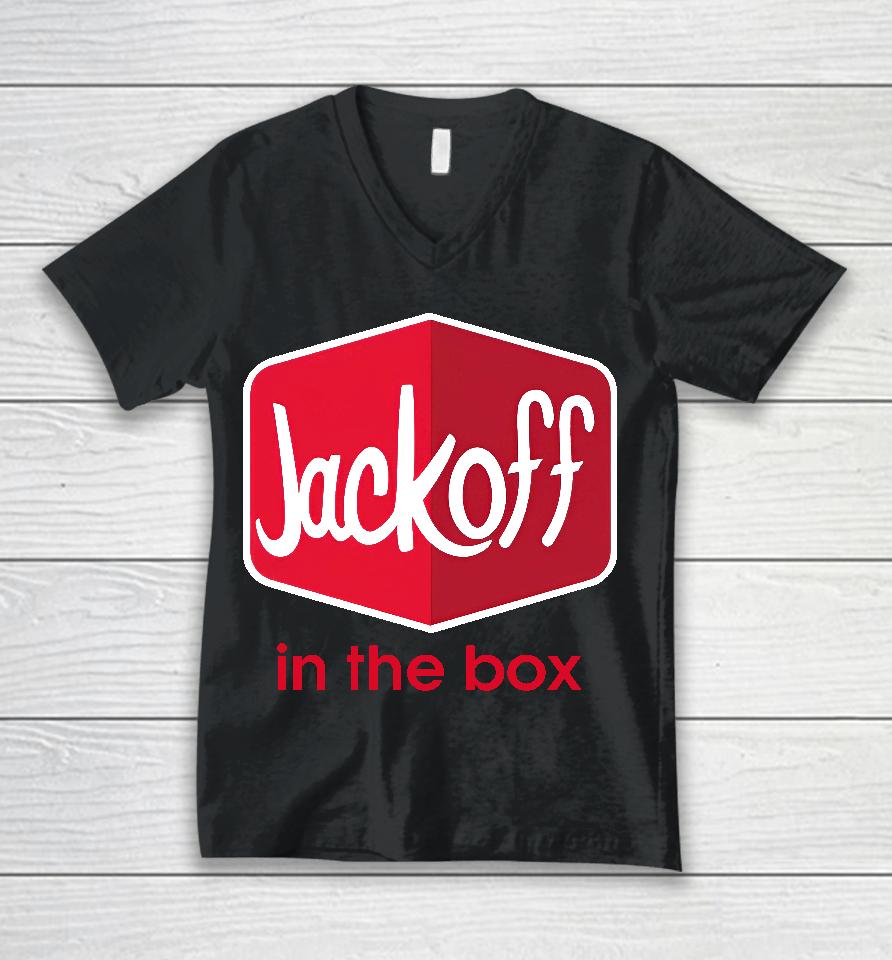 Dripdrip Apparel Store Jackoff In The Box Unisex V-Neck T-Shirt