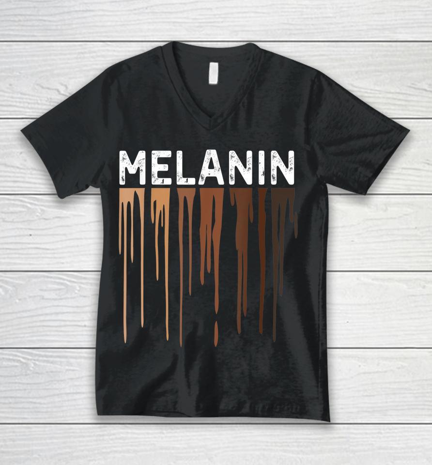 Drippin Melanin Black History Month Unisex V-Neck T-Shirt
