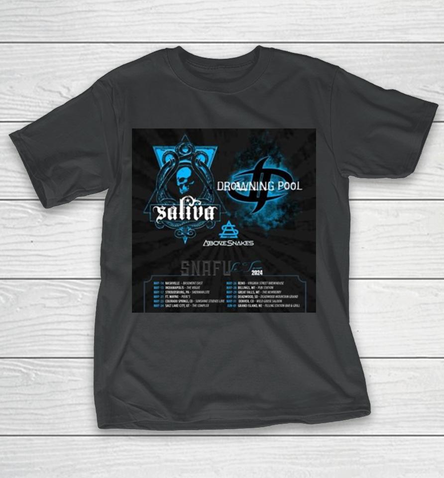 Drowning Pool And Saliva Snafu Le Tour 2024 Performance Schedule T-Shirt