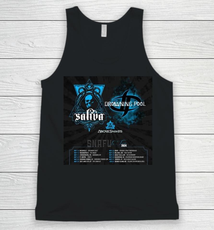Drowning Pool And Saliva Snafu Le Tour 2024 Performance Schedule Unisex Tank Top