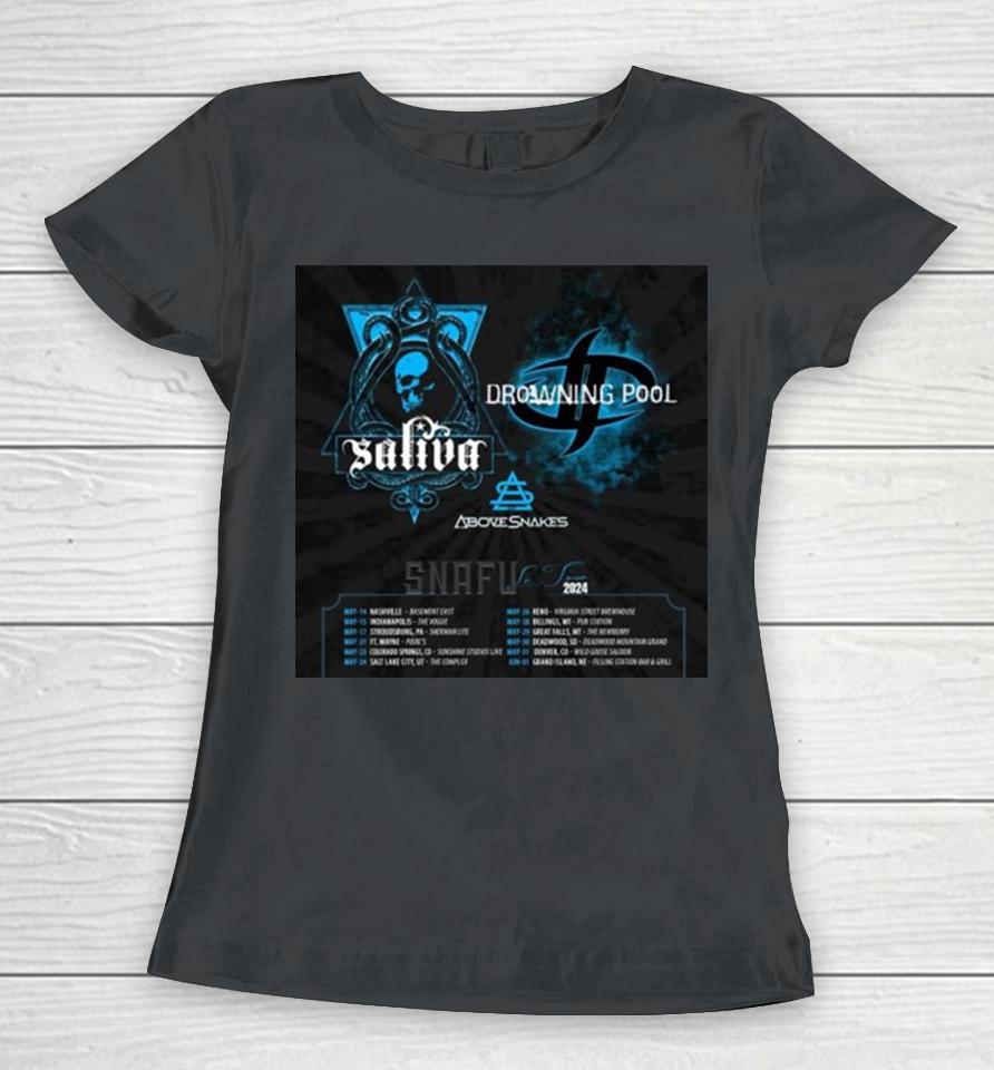 Drowning Pool And Saliva Snafu Le Tour 2024 Performance Schedule Women T-Shirt