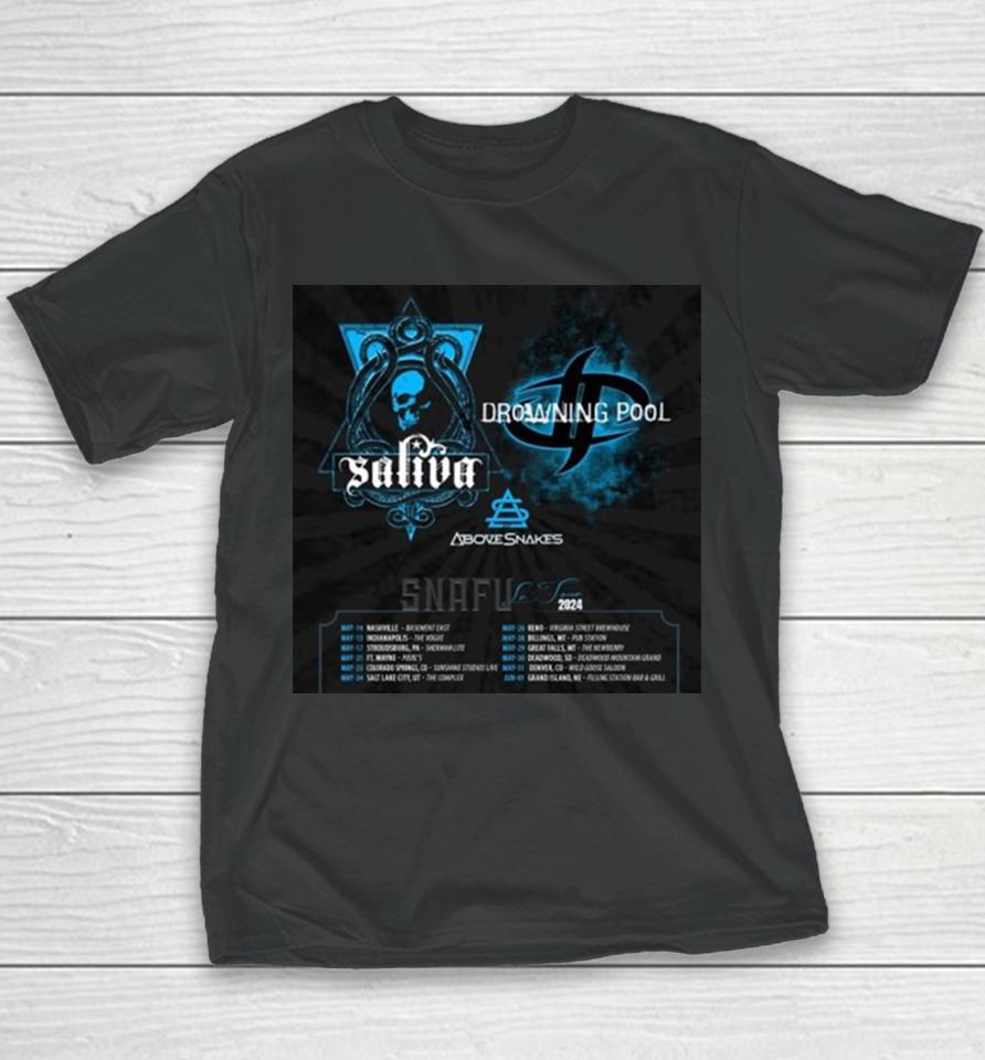 Drowning Pool And Saliva Snafu Le Tour 2024 Performance Schedule Youth T-Shirt