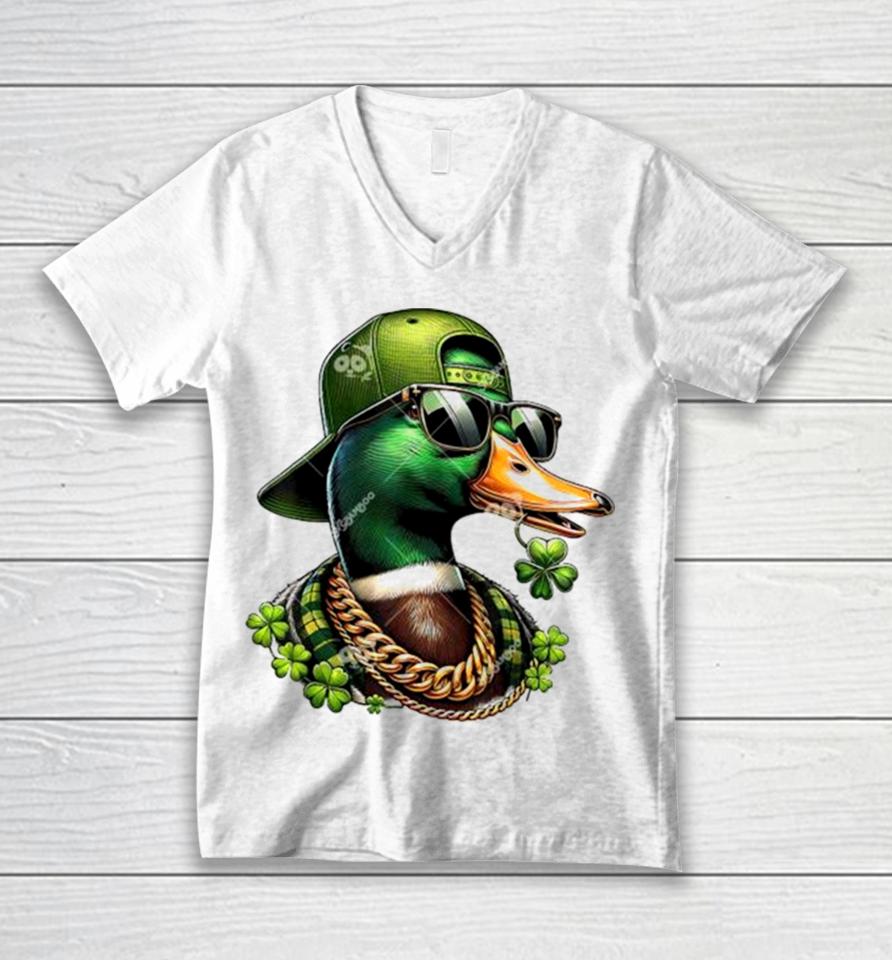 Duck So Cool St Patrick’s Day Saint Patricks Call Me Lucky Mallard Unisex V-Neck T-Shirt