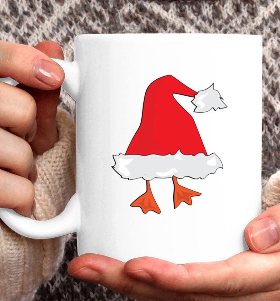 Duck Stuck In Santa Hat Christmas Coffee Mug