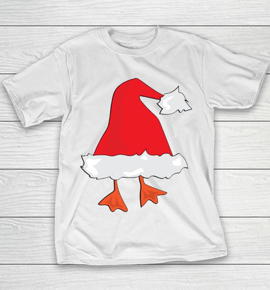 Duck Stuck In Santa Hat Christmas Youth T-Shirt