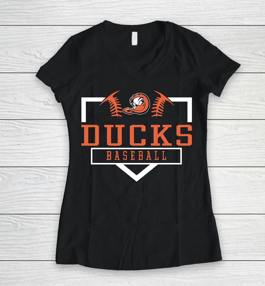 Ducks Baseball Women V-Neck T-Shirt