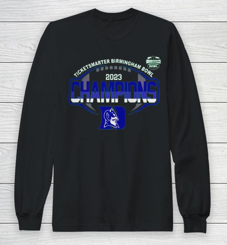 Duke Blue Devils 2023 Ticketsmarter Birmingham Bowl Champions Logo Long Sleeve T-Shirt