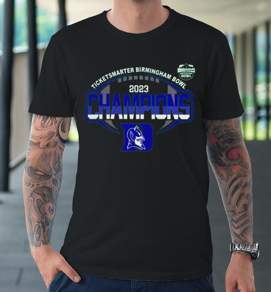 Duke Blue Devils 2023 Ticketsmarter Birmingham Bowl Champions Logo Premium T-Shirt