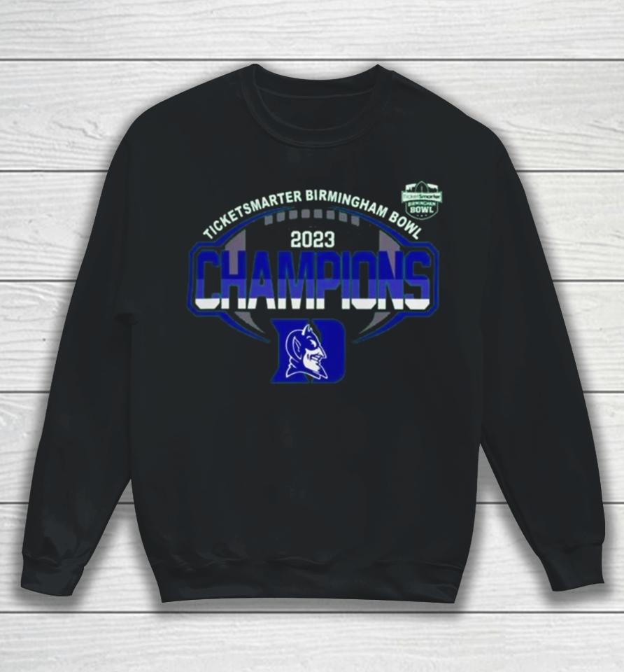 Duke Blue Devils 2023 Ticketsmarter Birmingham Bowl Champions Logo Sweatshirt