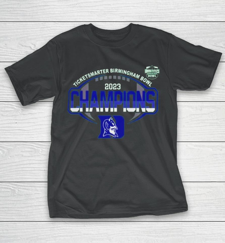 Duke Blue Devils 2023 Ticketsmarter Birmingham Bowl Champions Logo T-Shirt