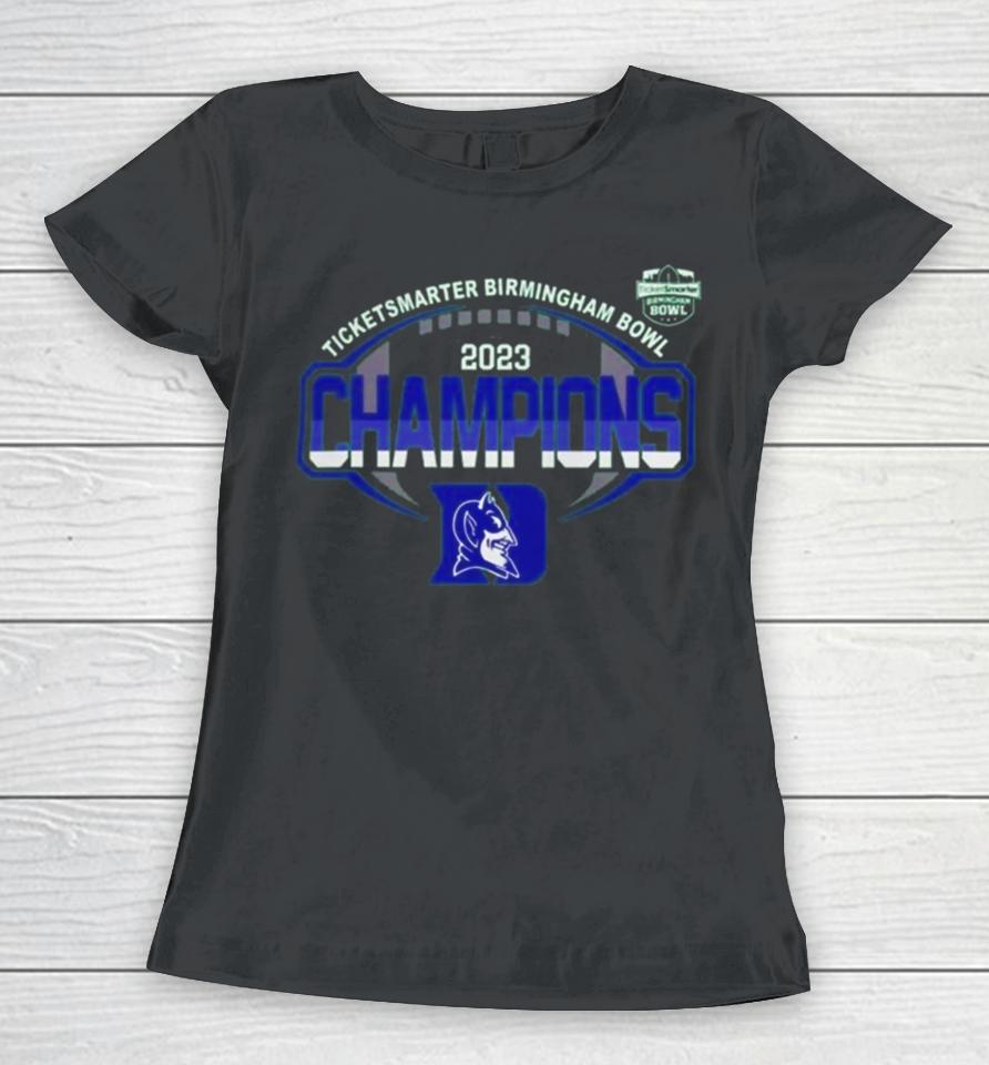 Duke Blue Devils 2023 Ticketsmarter Birmingham Bowl Champions Logo Women T-Shirt
