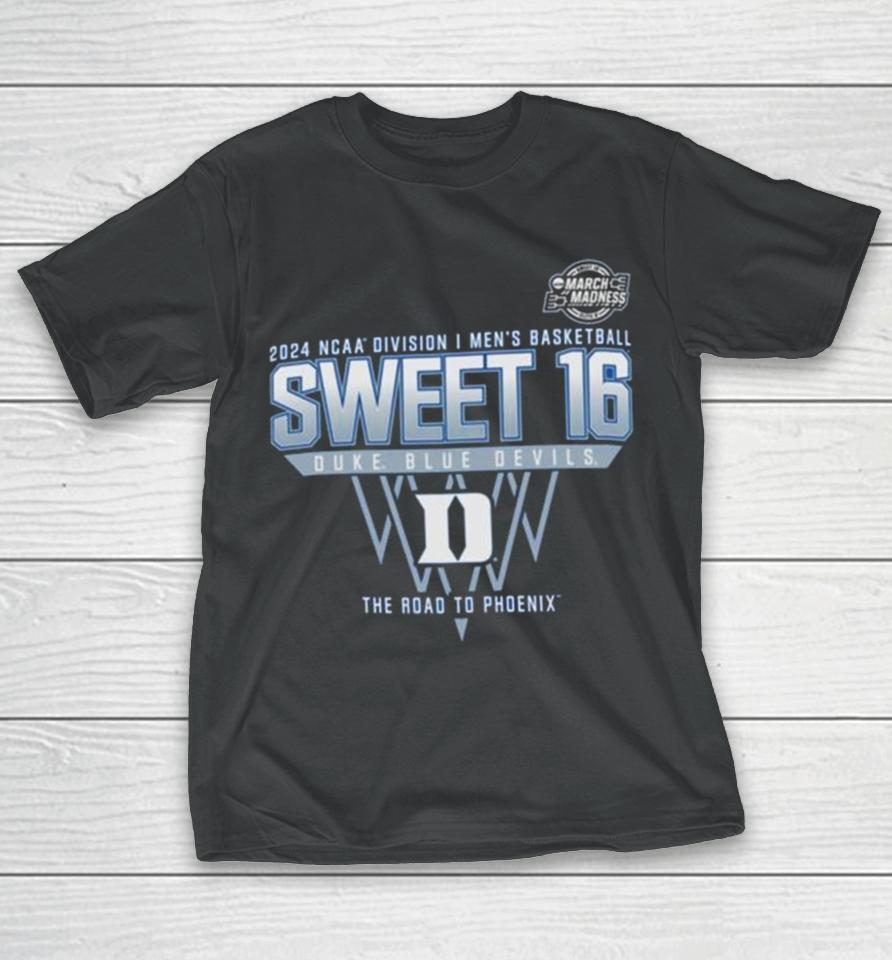 Duke Blue Devils 2024 Ncaa Division I Men’s Basketball Sweet 16 The Road To Phoenix T-Shirt