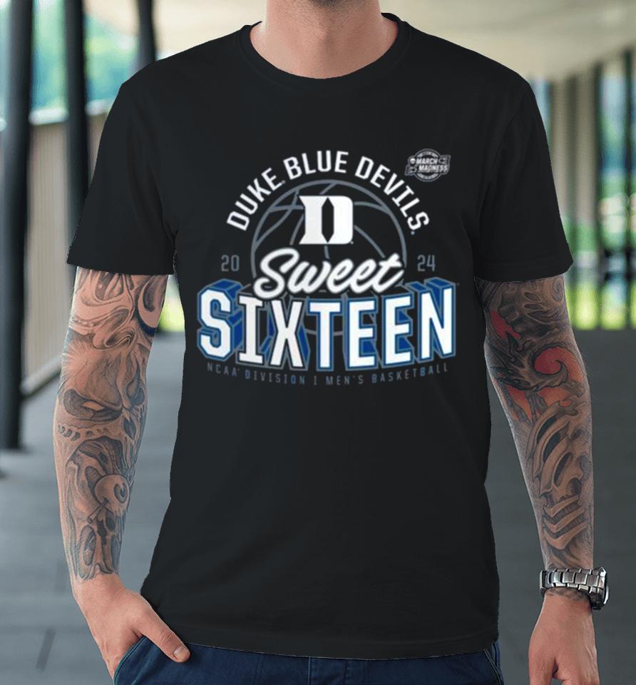Duke Blue Devils 2024 Ncaa Men’s Basketball Tournament March Madness Sweet Sixteen Defensive Stance Premium T-Shirt