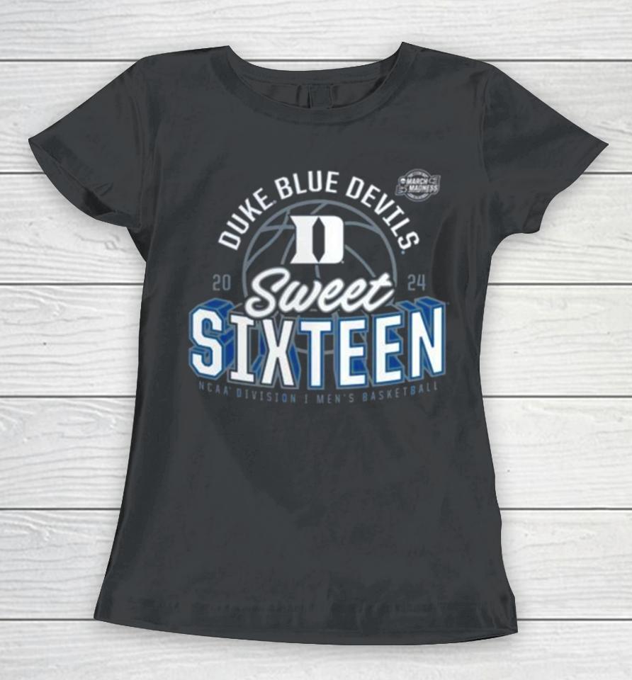 Duke Blue Devils 2024 Ncaa Men’s Basketball Tournament March Madness Sweet Sixteen Defensive Stance Women T-Shirt