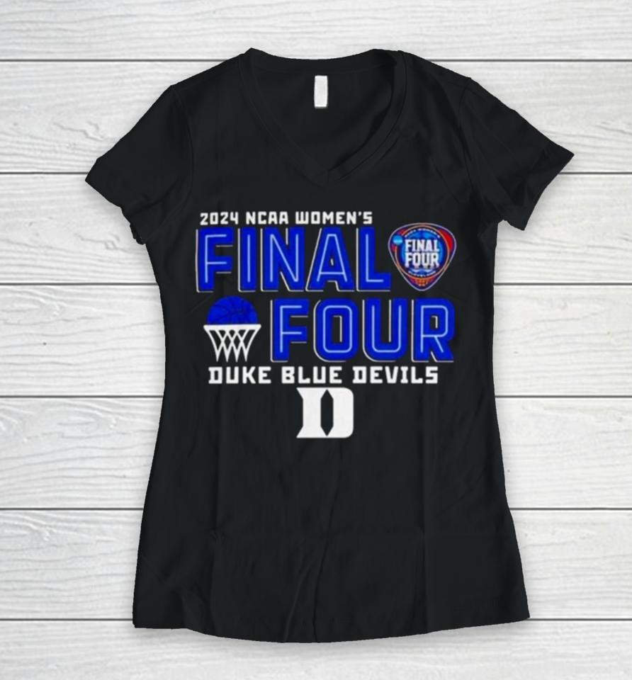 Duke Blue Devils 2024 Ncaa Women’s Basketball Final Four Logo Women V-Neck T-Shirt