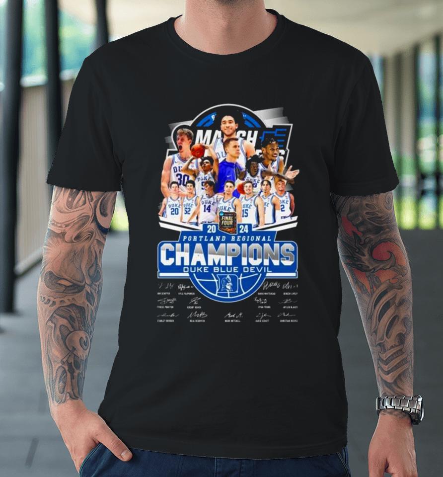 Duke Blue Devils 2024 Portland Regional Champions Signatures Premium T-Shirt