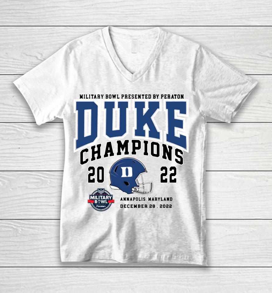 Duke Blue Devils Military Bowl 2022 Champions Unisex V-Neck T-Shirt