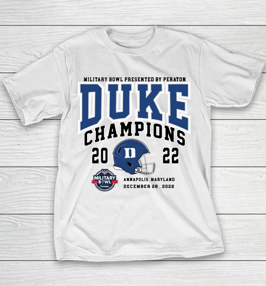 Duke Blue Devils Military Bowl 2022 Champions Youth T-Shirt