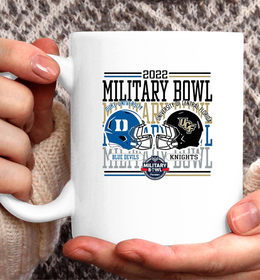 Duke's Blue Devils Vs Ufc Knights Military Bowl Dueling Helmets Coffee Mug
