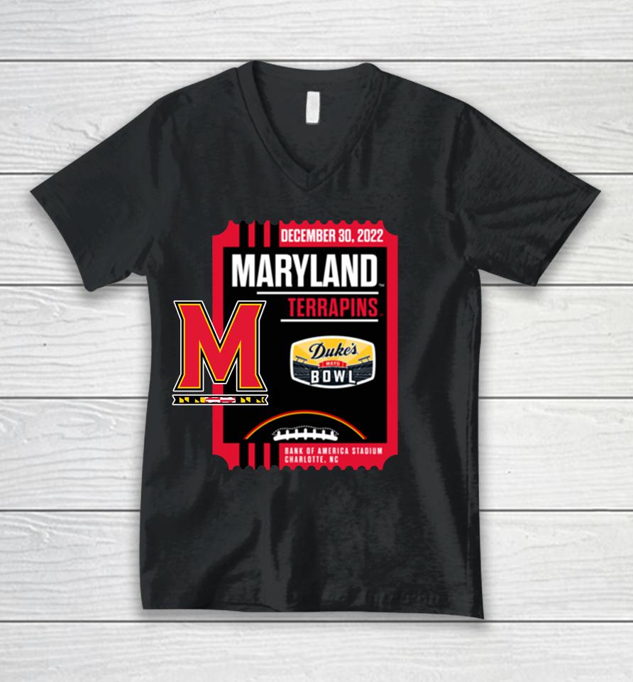 Duke's Mayo Bowl Maryland Terrapins Black Unisex V-Neck T-Shirt