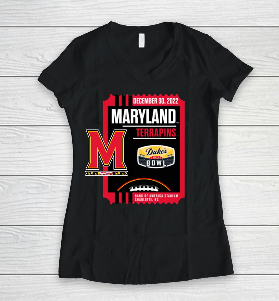 Duke's Mayo Bowl Maryland Terrapins Black Women V-Neck T-Shirt