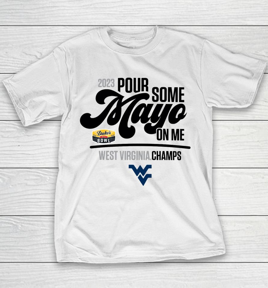 Dukesmayobowlmerch West Virginia 2023 Duke’s Mayo Bowl Champions Youth T-Shirt