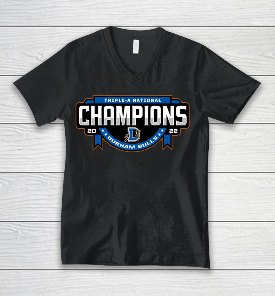 Durham Bulls 2022 Triple-A National Champion Official Unisex V-Neck T-Shirt