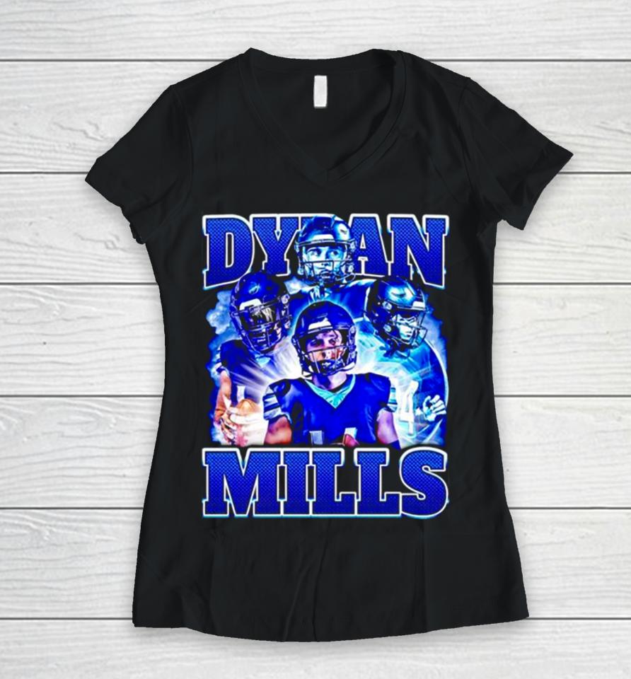 Dylan Mills Villanova Wildcats Vintage Women V-Neck T-Shirt