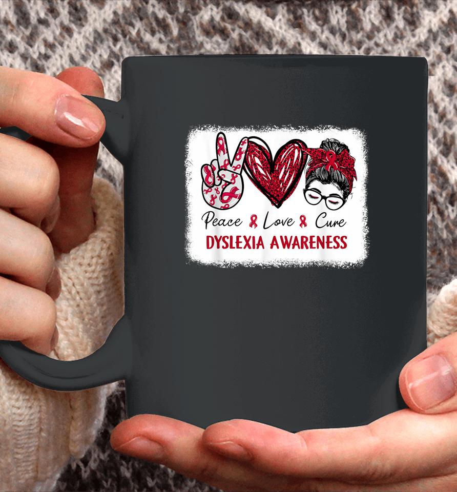 Dyslexia Awareness Red Ribbon Heart Peace Love Cure Coffee Mug
