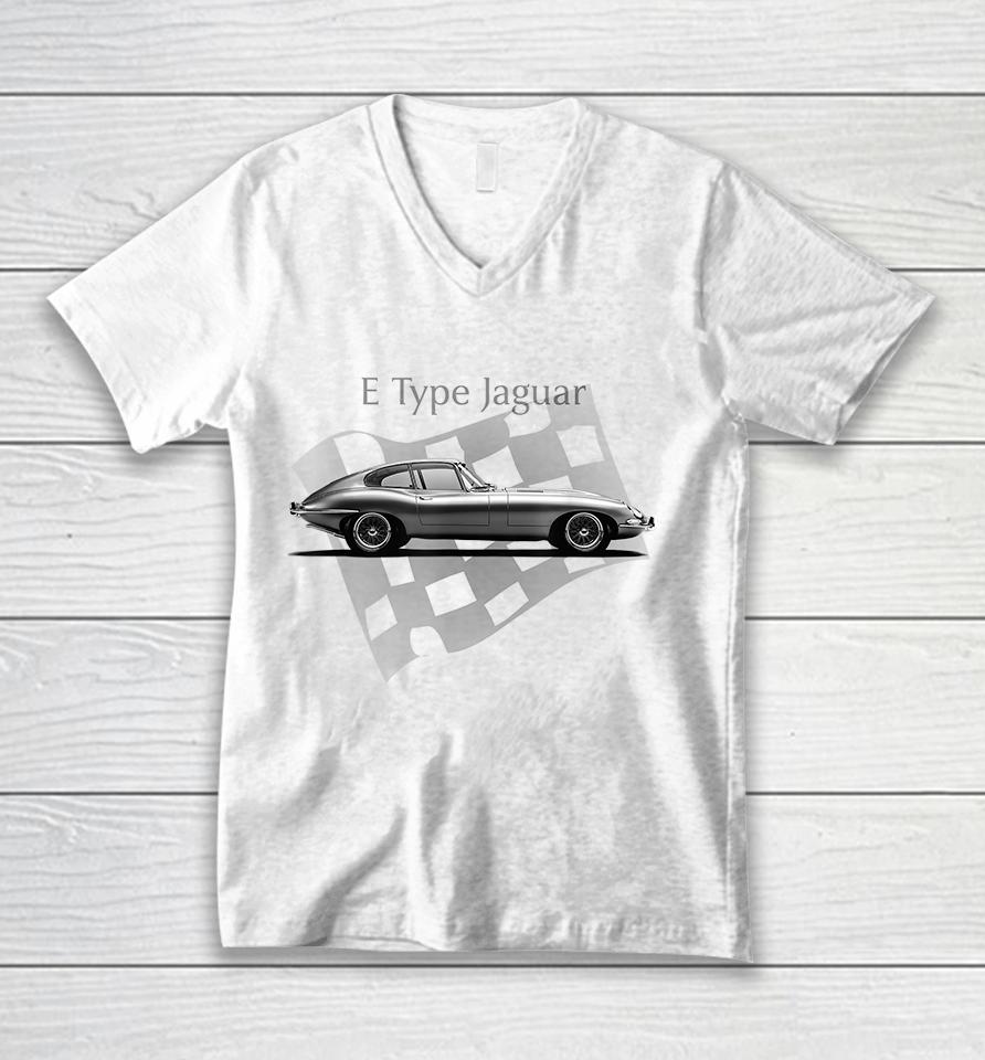 E-Type Jaguar Classic Car Unisex V-Neck T-Shirt