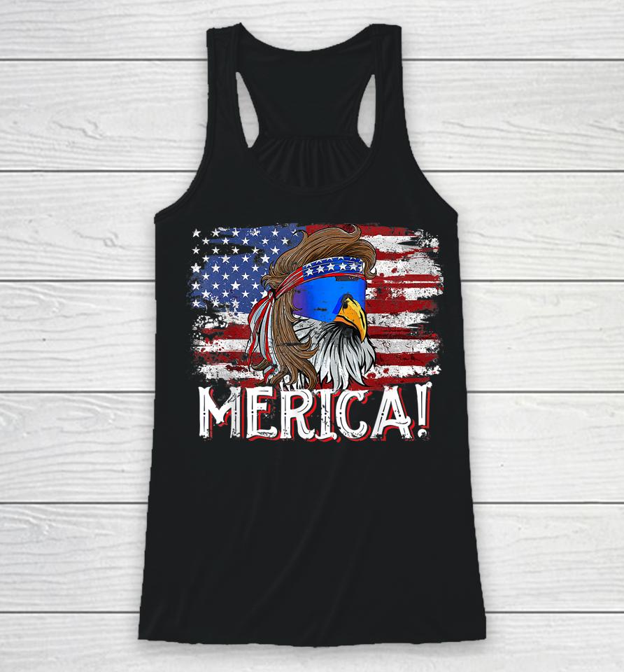 Eagle Mullet 4Th Of July Tee Funny Usa American Flag Merica Racerback Tank