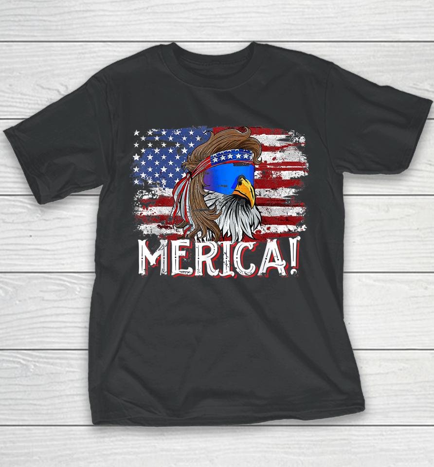 Eagle Mullet 4Th Of July Tee Funny Usa American Flag Merica Youth T-Shirt