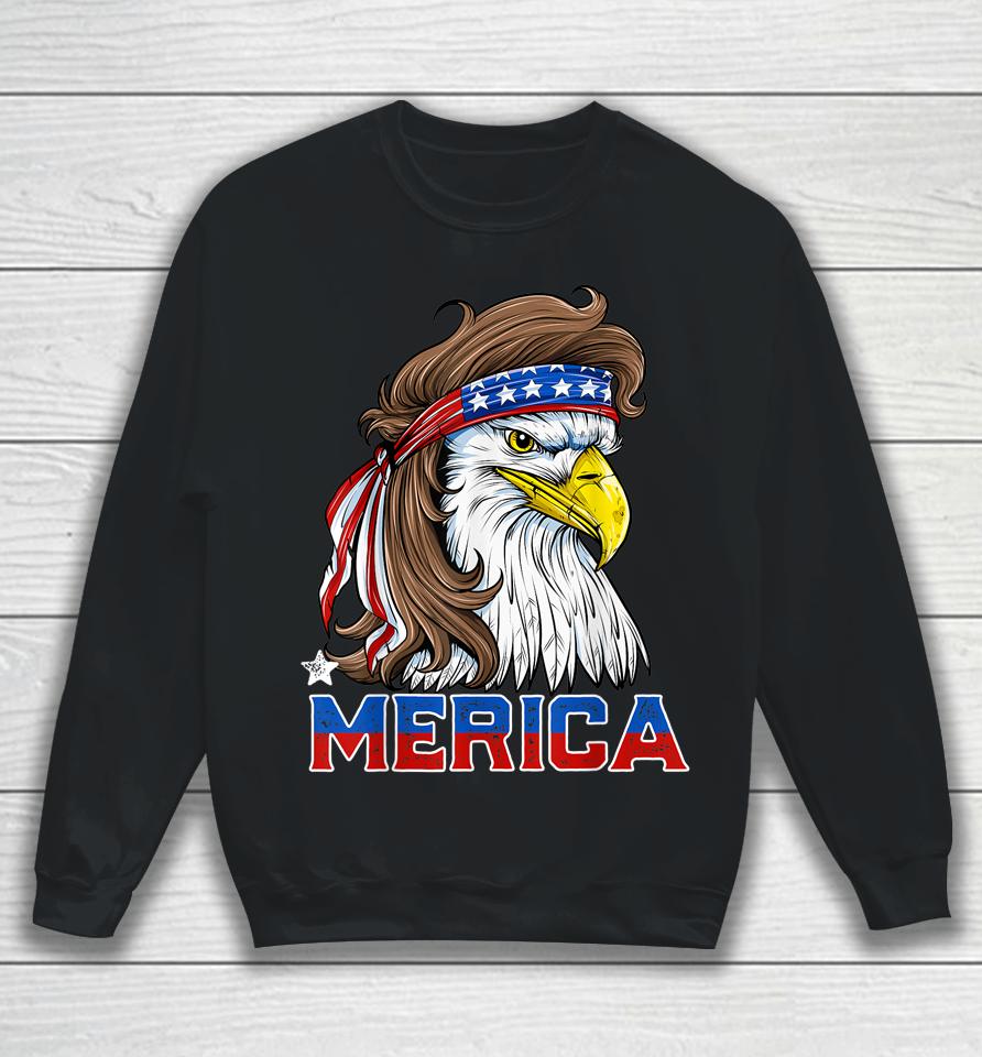 Eagle Mullet Merica 4Th Of July American Flag Usa Sweatshirt