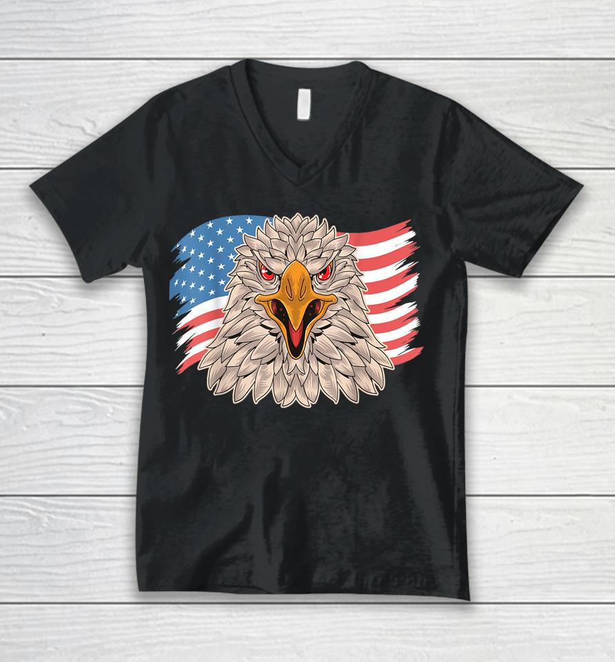 Eagle Patriotic Veteran 4Th Of July Usa Flag Unisex V-Neck T-Shirt