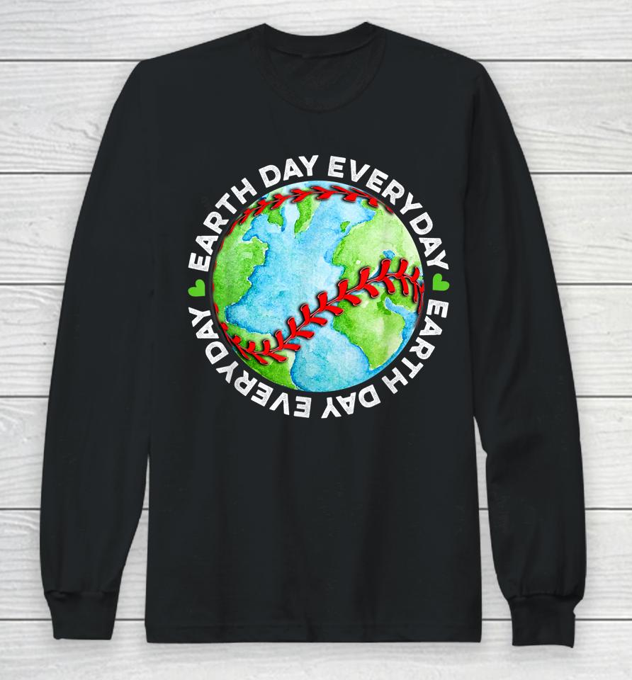 Earth Baseball Earth Day Sports Player Long Sleeve T-Shirt