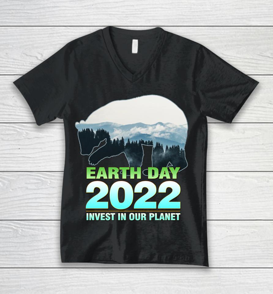 Earth Day 2022 Invest In Our Planet Unisex V-Neck T-Shirt