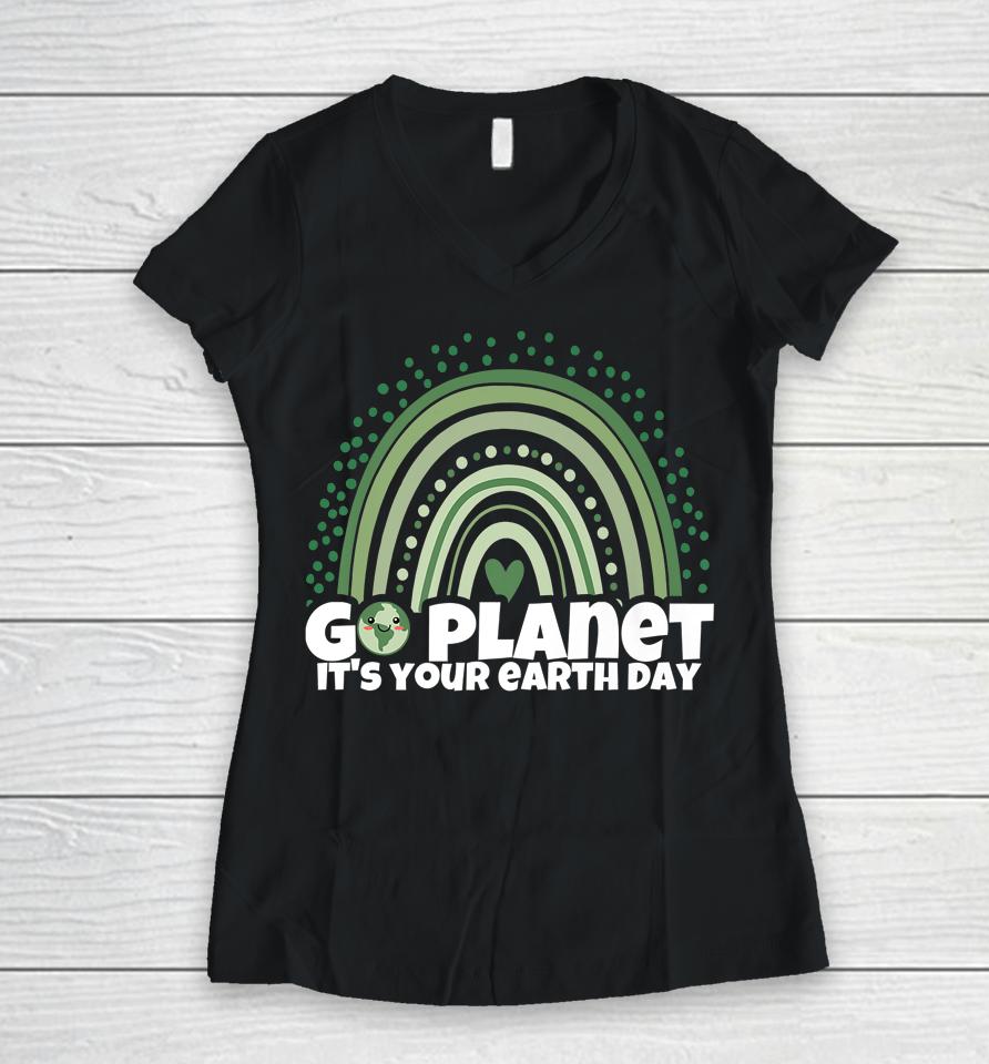 Earth Day 2022 Restore Earth Nature Planet Cute Earth Day Women V-Neck T-Shirt